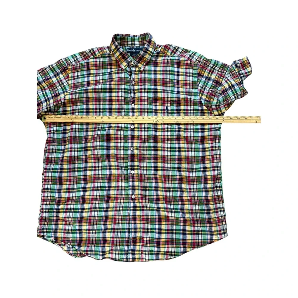 Polo Ralph Lauren Mens XL Blake Plaid Short Sleeve Button Down Shirt Multi Color